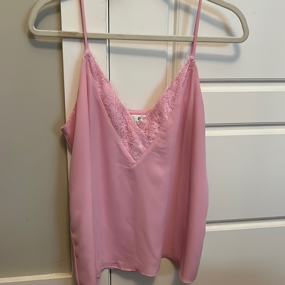 Pink lace detail tank
